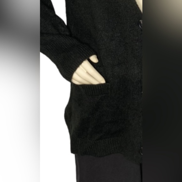 BB DAKOTA BY STEVE MADDEN Black Oversized Color Block Cardigan Duster Sweater, L - Picture 12 of 16